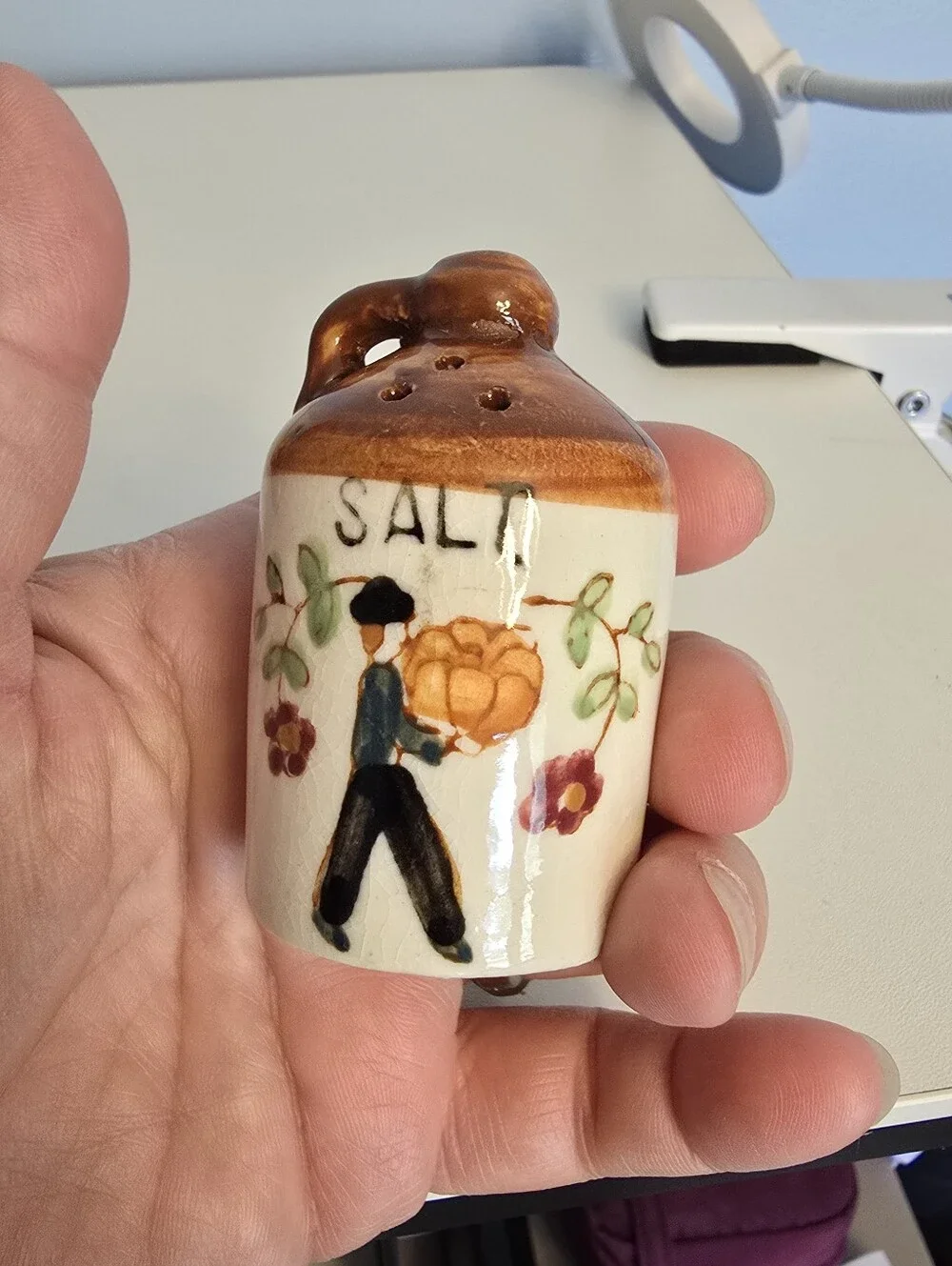 Vintage Small Salt and Pepper Shaker Jugs People Flowers Pumpkin Ceramic READ
